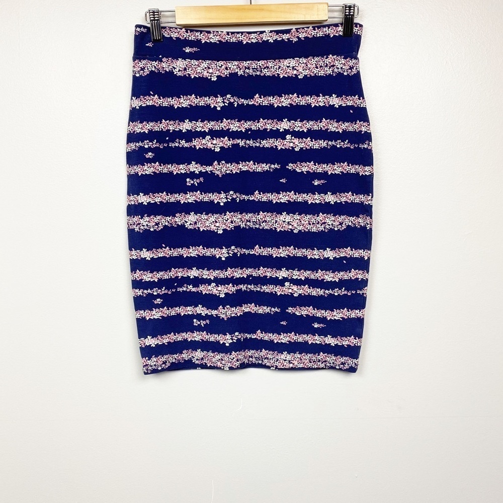 Pixley Navy Floral Stretchy Jersey Skirt